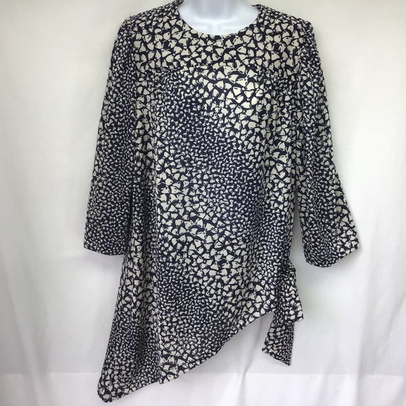 Lady Dorby Tops - Lady Dorby Women Blue Mutton 3/4 Sleeve Blouse 16W
